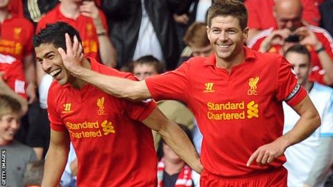 Liverpool captain Steven Gerrard (left) and striker Luis Suarez