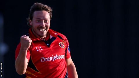 Graham Napier celebrates a wicket for Essex