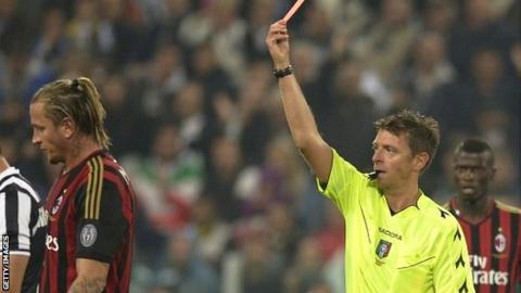 AC Milan's Philippe Mexes sent off against Juventus