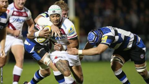 Sam Tuitupou in action for Sale Sharks against Bath
