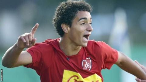 Bruno Conceicao celebrates after scoring for Desportivo Brasil against Newcastle United in the Premier Section decider