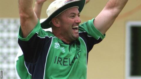 Jeremy Bray celebrates a wicket while playing for Ireland