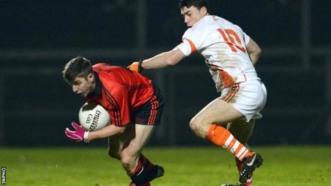 Down's Ryan Boyle and Armagh's Caolan Rafferty battle in this season's McKenna Cup game