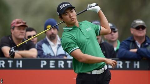 Jin Jeong plays a shot at the Perth International