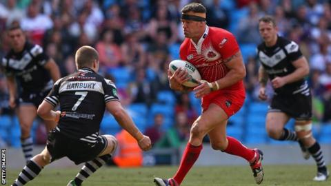 Jordan James in action for Salford