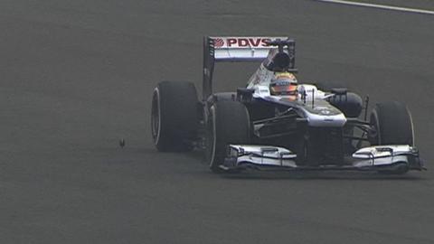 Maldonado loses wheel nut in India practice