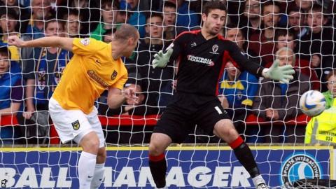 James Constable scores against AFC Wimbledon