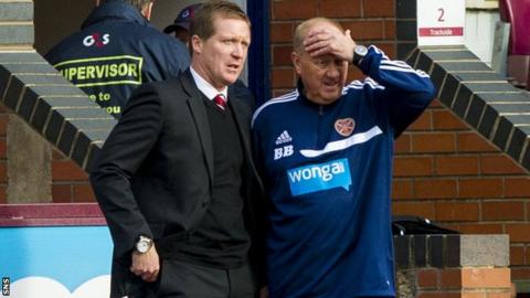 Hearts manager Gary Locke and assistant manager Billy Brown