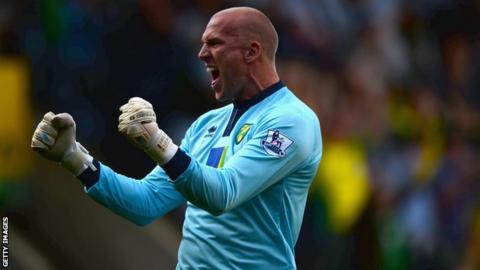John Ruddy in action for Norwich City