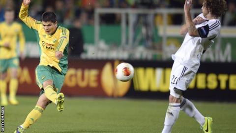 Arsen Khubulov shoots against Swansea