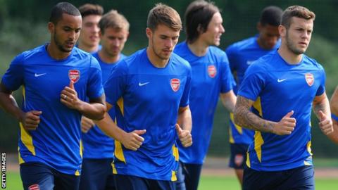 Theo Walcott (left), Aaron Ramsey (centre) and Jack Wilshere