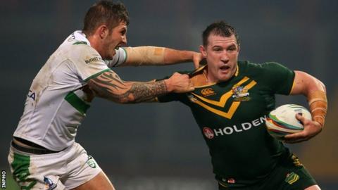 James Mendeika tackles Paul Gallen