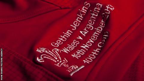 Gethin Jenkins' 100-caps Wales shirt