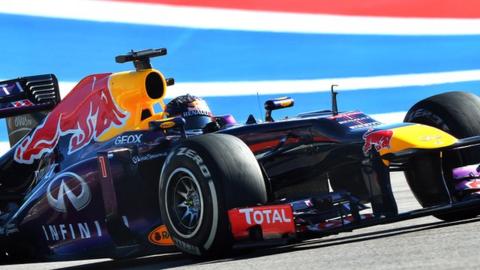 Sebastian Vettel leads Mark Webber to a Red Bull one-two in second practice at the United States Grand Prix.