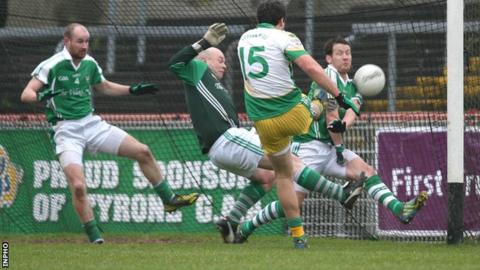 Michael Murphy scores a goal for Glenswilly against Roslea