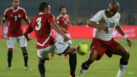 Andre Ayew (right) in action for Ghana against Egypt