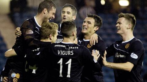 Motherwell players celebrating