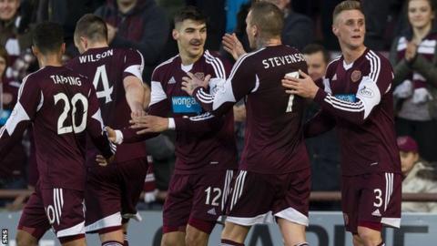 Hearts players celebrating