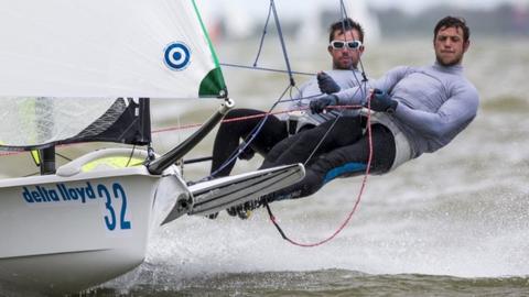 Nic Asher and Fynn Sterritt in 49er action