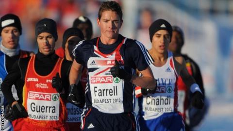 Great Britain's Tom Farrell leads the 2012 European Cross Country in Budapest