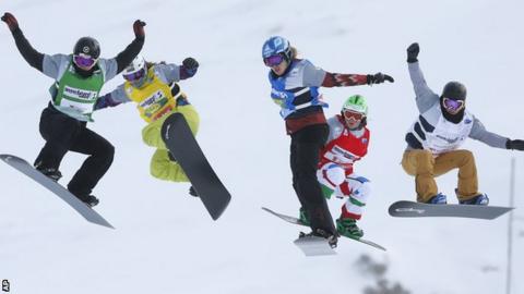 Zoe Gillings (second from left) competing in Montafon