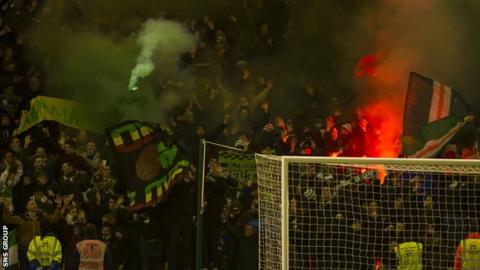 Celtic fans at Fir Park on Friday