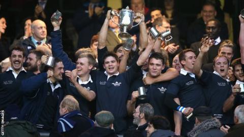 Oxford celebrate winning the Varsity Match 2013