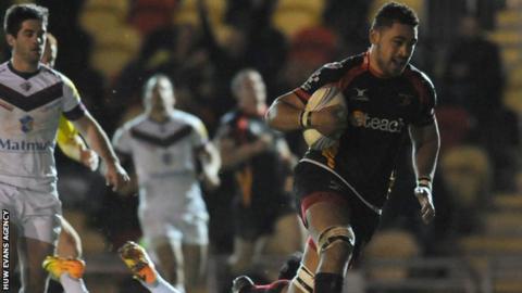 Newport Gwent Dragons number eight Toby Faletau in action against Bordeaux-Begles last week
