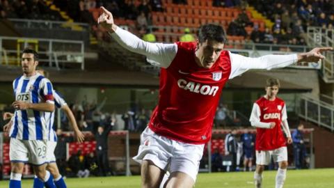 Dundee United's Brian Graham celebrates against Kilmarnock