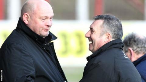 David Jeffrey with Glentoran manager Eddie Patterson