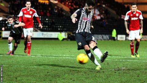 Alan Sheehan scores from the penalty spot to earn Notts County a draw against Bristol City