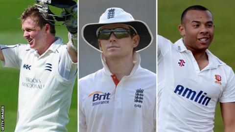 Sam Robson, Eoin Morgan and Tymal Mills