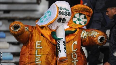 Ivory Coast fan dressed as an elephant