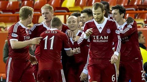 Aberdeen celebrate Willo Flood's late winner