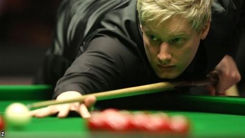 Neil Robertson in action against Mark Allen