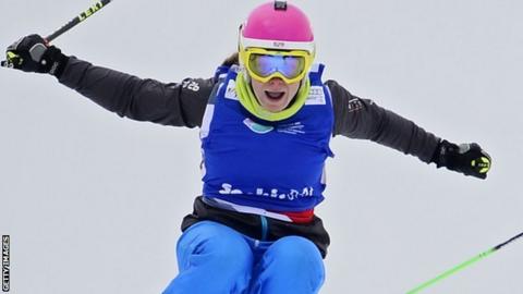 Briton Emily Sarsfield competes at the Snowboarding and Free Style World Cup Test Event in Sochi