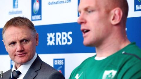 Ireland coach Joe Schmidt with captain Paul O'Connell