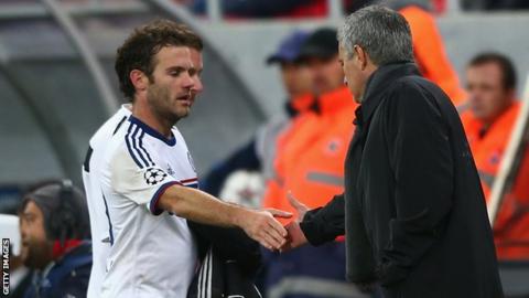 Jose Mourinho and Juan Mata