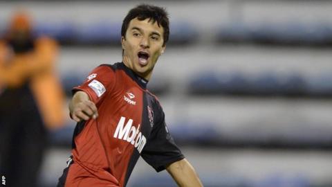 Ignacio Scocco celebrating a goal during a previous spell at Newell's Old Boys