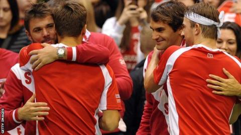 Switzerland celebrate in Davis Cup