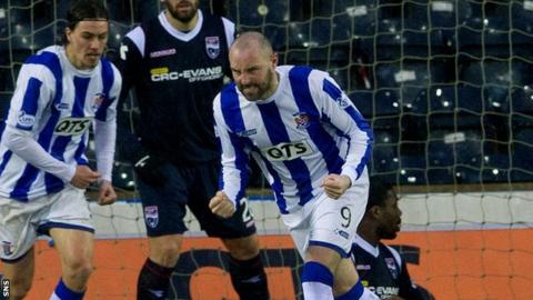 Kilmarnock striker Kris Boyd celebrates after scoring against Ross County