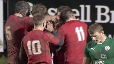 Wales U20 celebrate beating their Irish counterparts