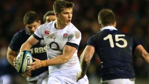 England's Owen Farrell in Six Nations action against Scotland
