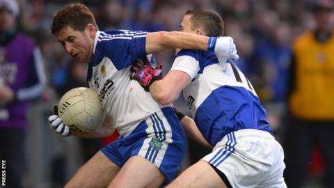 Action from the club football semi-final at Newry