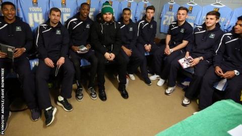 Chris Wood (with hat on) with the Argyle team