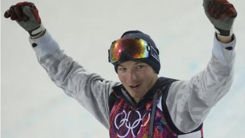 David Wise celebrates winning gold