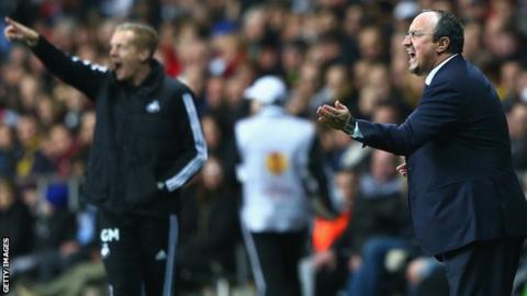 Swansea boss Garry Monk and Napoli boss Rafa Benitez