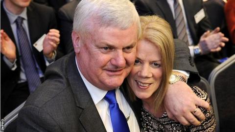 Aogán Ó Fearghaíl with his wife Frances after being voted in as GAA Presidental-elect