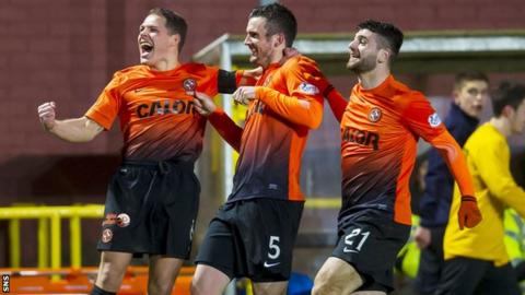 Dundee United players celebrating
