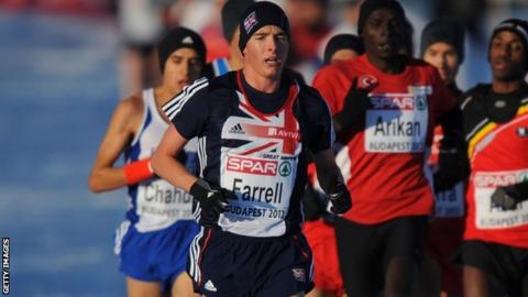 Great Britain's Tom Farrell leads the 2012 European Cross Country in Budapest